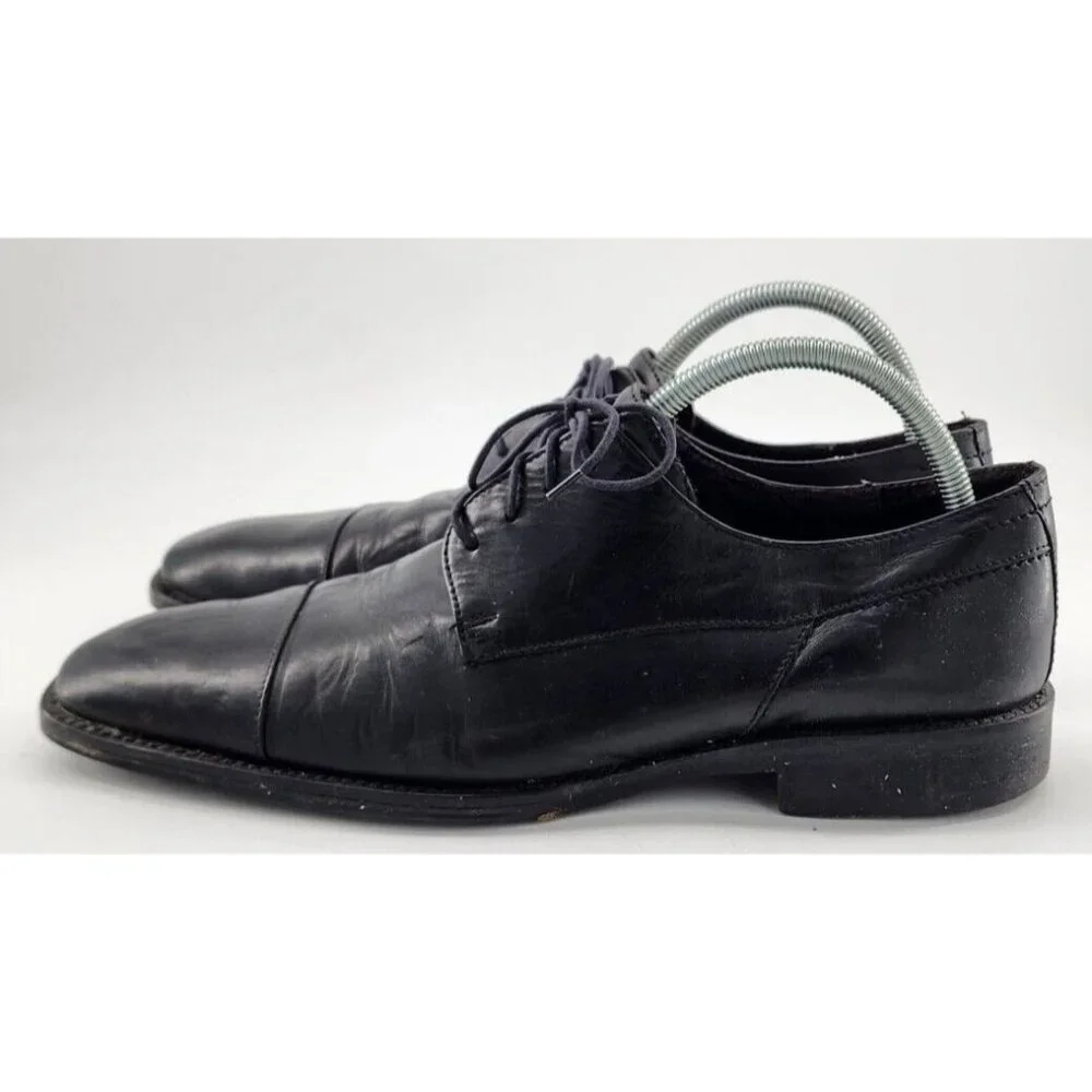 Johnston‎ & Murphy Melton Black Leather Cap Toe Derby Dress Shoes Men's Size 11M